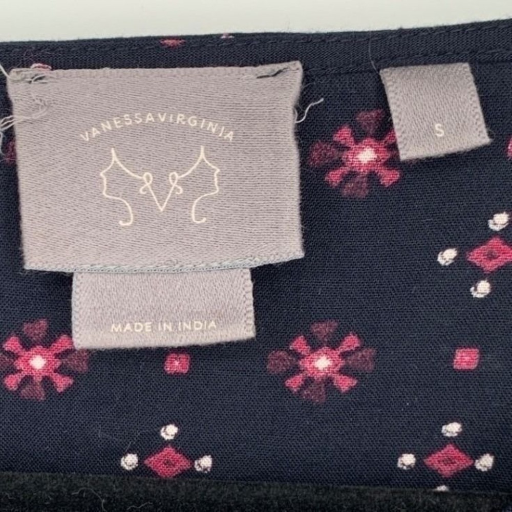 Vanessa Virginia for Anthropologie Navy Embroidered Beaded Boho Dress Small - Picture 6 of 7